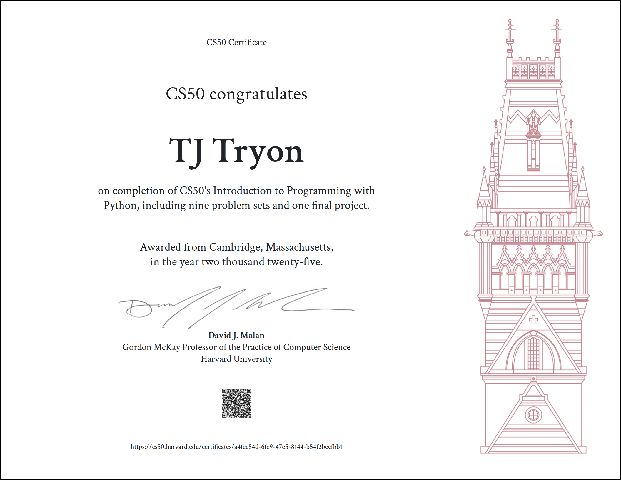 Completed: Harvard CS50p Python Programming